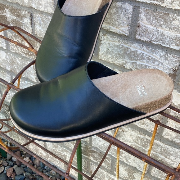 Eileen Fisher Shoes - 🐬 Eileen Fisher Bios Black Leather Mule 8.5 M